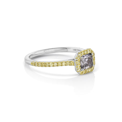 ring side view, showing the<br>beautiful yellow gold and white gold settings <span class='visuallyhidden'>Call or text 323-404-2959 if you need shopping assistance.</span>
