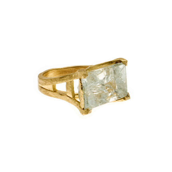 aquamarine tranquility cocktail ring with pretty bridge band <span class='visuallyhidden'>Call, text 323-404-2959 for shopping help.</span>