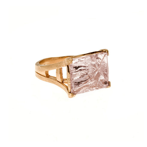 morganite tranquility cocktail ring with pretty bridge band <span class='visuallyhidden'>Call, text 323-404-2959 for shopping help.</span>