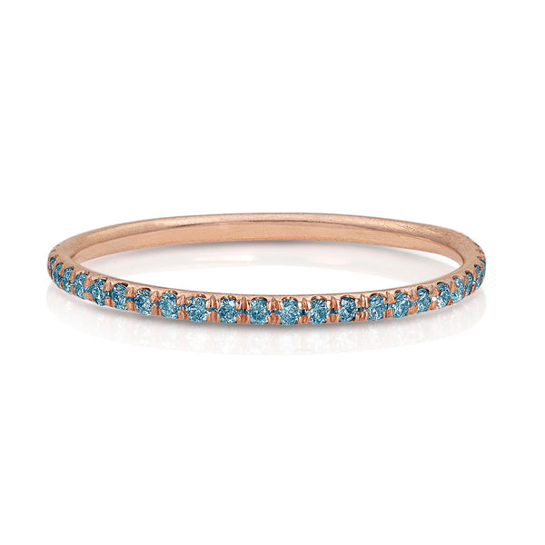 Dominique Cohen must-have diamond delicate eternity ring in blue diamonds and rose gold <span class='visuallyhidden'>Call, text 323-404-2959 for shopping help.</span>