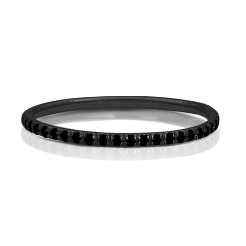 Dominique Cohen must-have diamond delicate eternity ring in black diamonds and black gold <span class='visuallyhidden'>Call, text 323-404-2959 for shopping help.</span>