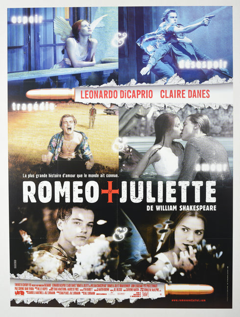 Romeo + Juliette movie poster, French release,<br>restored poster, shown before framing <span class='visuallyhidden'>Call or text 323-404-2959 if you need shopping assistance.</span>