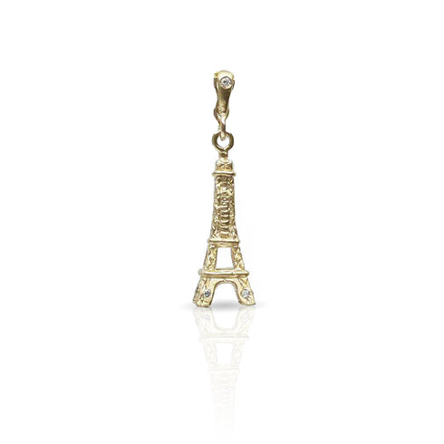 Dominique Cohen diamond-kissed Eiffel Tower enhancer, on hinged bail, in 18k yellow gold <span class='visuallyhidden'>Call or text 323-404-2959 if you need shopping assistance.</span>