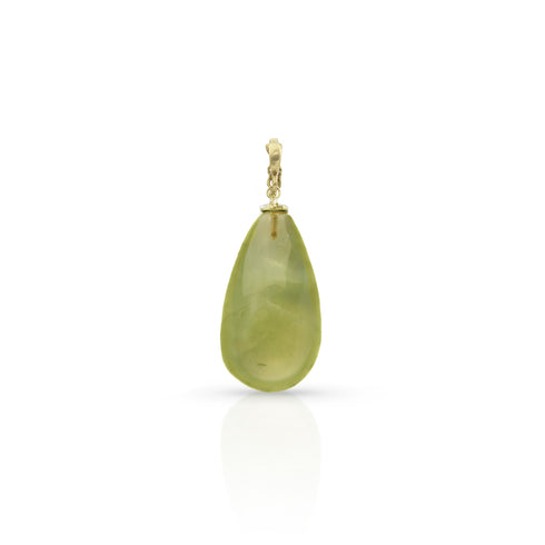 Dominique Cohen phrenite cabochon teardrop enhancer, on hinged bail, in 18k yellow gold <span class='visuallyhidden'>Call or text 323-404-2959 if you need shopping assistance.</span>