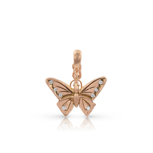 Dominique Cohen diamond-kissed butterfly charm enhancer, on hinged bail, in 18k yellow gold <span class='visuallyhidden'>Call or text 323-404-2959 if you need shopping assistance.</span>