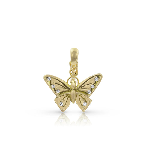 Dominique Cohen diamond-kissed butterfly charm enhancer, on hinged bail, in 18k yellow gold <span class='visuallyhidden'>Call or text 323-404-2959 if you need shopping assistance.</span>