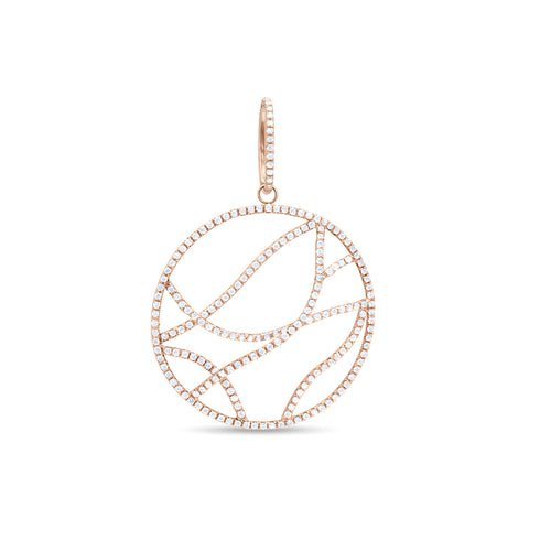 diamond pave weave large pendant pendant necklace with smooth-back diamond-lined bail, in 18k rose gold <span class='visuallyhidden'>Call, text 323-404-2959 for shopping help.</span>