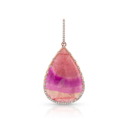 one of a kind pink tourmaline slice and white diamonds teardrop enhancer <span class='visuallyhidden'>Call, text 323-404-2959 for shopping help.</span>