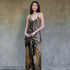 silk camisole with whisper fringe neckline,<br>over silk PJ boxing pants, in double-dye black, sage <span class='visuallyhidden'>Call or text 323-404-2959 if you need shopping assistance.</span>