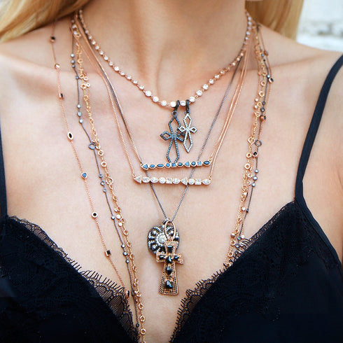 stacked with rose gold<br>shop the look > contrast splendor <span class='visuallyhidden'>Contact the Beverly Hills store at 323-404-2959 or through this website for shopping assistance.</span>