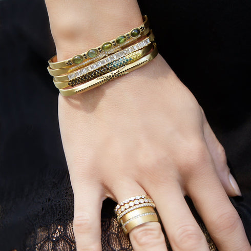 fabulous with our green tourmaline fitted bangle<br>shop the look > rainforest <span class='visuallyhidden'>Call, text 323-404-2959 for shopping help.</span>