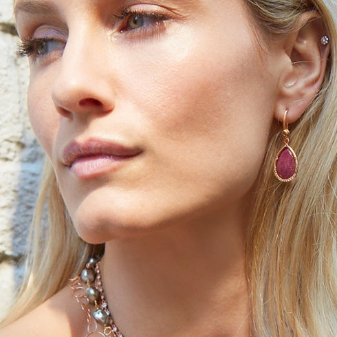 ruby, champagne diamond teardrop earring, in 18k rose gold <span class='visuallyhidden'>Call, text 323-404-2959 for shopping help.</span>