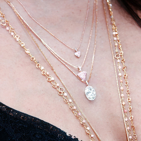 our go-to chain for medium and large pendants,<br>here with both our larger pink diamond triangle and 3ct diamond oval <span class='visuallyhidden'>Call, text 323-404-2959 for shopping help.</span>