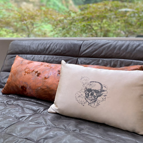 sister skull, with our silk bolster<br>in brazil nut, bubblegum <span class='visuallyhidden'>Call or text 323-404-2959 if you need shopping assistance.</span>