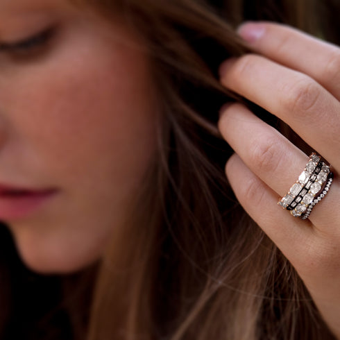 contrast pop sister rings, up close<br>shop the look > mine <span class='visuallyhidden'>Call or text 323-404-2959 if you need shopping assistance.</span>