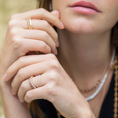 time three, with champagne diamond sis times two<br>shop the look > golden hour, up close <span class='visuallyhidden'>Call or text 323-404-2959 if you need shopping assistance.</span>