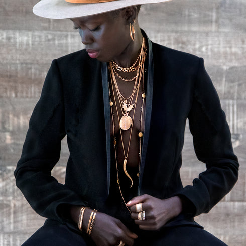 big sis chain necklace,<br>in white diamonds (and perfect for black!)<br>shop the look > aurora <span class='visuallyhidden'>Call or text 323-404-2959 if you need shopping assistance.</span>