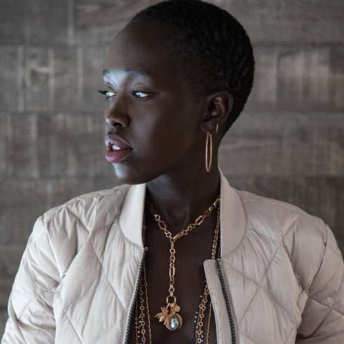 rose gold sis, rockin’ it<br>shop the look > retro rhythms<br>(all crafted in yellow gold, too) <span class='visuallyhidden'>Call or text 323-404-2959 if you need shopping assistance.</span>