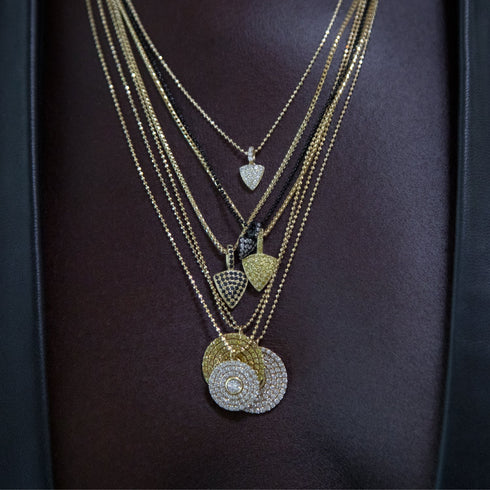 in white diamonds, x2,<br>and big sis in black and yellow diamonds<br>shop the look > carrie cluster <span class='visuallyhidden'>Call or text 323-404-2959 if you need shopping assistance.</span>