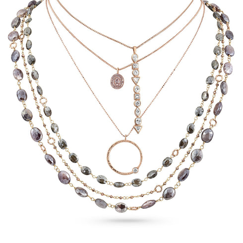 in rose pyrite, 42 inch length<br>shop the look > pink innuendo <span class='visuallyhidden'>Call, text 323-404-2959 for shopping help.</span>