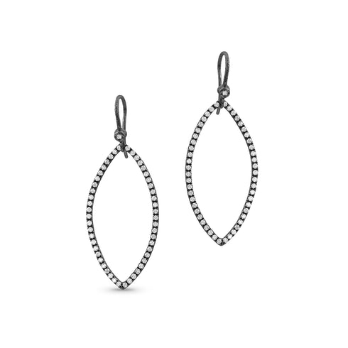 marquise open halo earring, in white diamonds + blackened gold<br>a best-selling style! <span class='visuallyhidden'>Call or text 323-404-2959 if you need shopping assistance.</span>