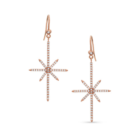 diamond delicate northstar earring, in white diamonds and rose gold <span class='visuallyhidden'>Call, text 323-404-2959 for shopping help.</span>
