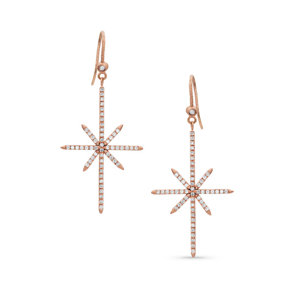 diamond delicate northstar earring, in white diamonds and rose gold <span class='visuallyhidden'>Call, text 323-404-2959 for shopping help.</span>