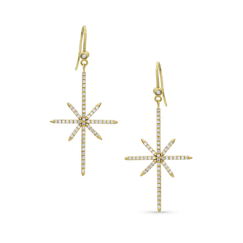 diamond delicate northstar earring, in white diamonds and yellow gold <span class='visuallyhidden'>Call, text 323-404-2959 for shopping help.</span>