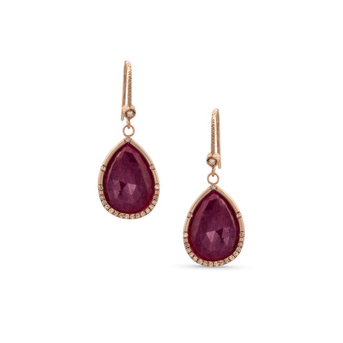 limited edition ruby slice and champagne diamonds teardrop earrings <span class='visuallyhidden'>Call, text 323-404-2959 for shopping help.</span>