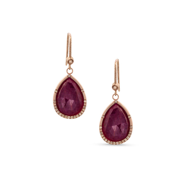 limited edition ruby slice and champagne diamonds teardrop earrings <span class='visuallyhidden'>Call, text 323-404-2959 for shopping help.</span>