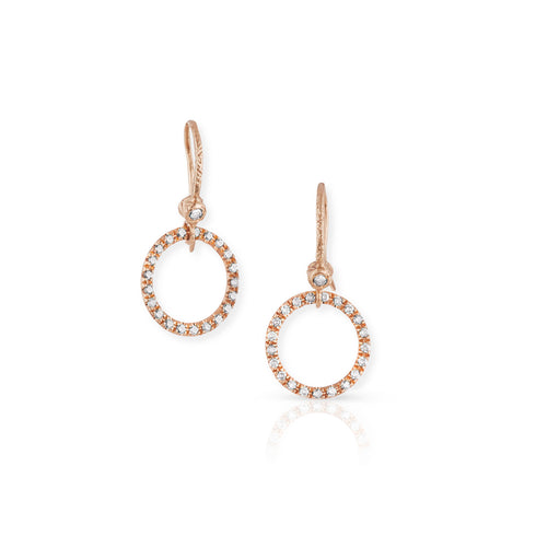 Dominique Cohen classic diamond halo drop earring, in white diamonds and 18k rose gold <span class='visuallyhidden'>Call, text 323-404-2959 for shopping help.</span>