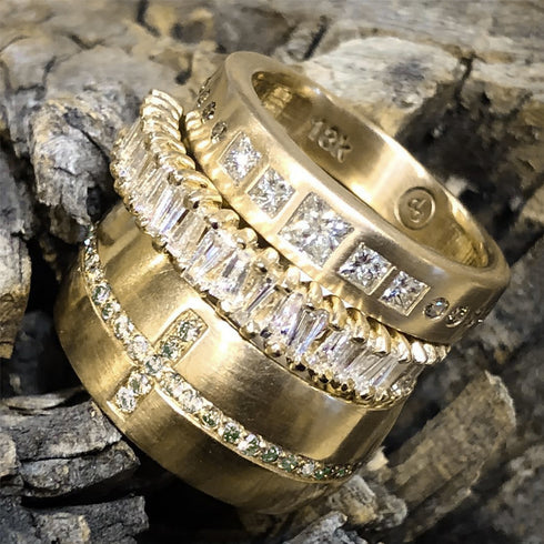 so stackable! designer fave.<br>here, with our deco princess band + diamond cross ring <span class='visuallyhidden'>Call or text 323-404-2959 if you need shopping assistance.</span>