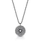 Chic 18k black gold diamond 4-halo round pendant necklace<br>on an adjustable length 18k black gold delicate beaded chain <span class='visuallyhidden'>Text, phone 323-404-2959 for shopping assistance.</span>