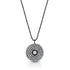 Chic 18k black gold diamond 4-halo round pendant necklace<br>on an adjustable length 18k black gold delicate beaded chain <span class='visuallyhidden'>Text, phone 323-404-2959 for shopping assistance.</span>