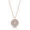 Timeless sparkling 18k rose gold diamond 4-halo round pendant necklace<br>on an adjustable length 18k rose gold delicate beaded chain <span class='visuallyhidden'>Call, text 323-404-2959 for shopping help.</span>