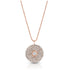 Timeless sparkling 18k rose gold diamond 4-halo round pendant necklace<br>on an adjustable length 18k rose gold delicate beaded chain <span class='visuallyhidden'>Call, text 323-404-2959 for shopping help.</span>