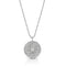 Sparkling 18k white gold diamond round pendant necklace<br>on an adjustable length 18k white gold delicate beaded chain <span class='visuallyhidden'>Text, phone 323-404-2959 for shopping assistance.</span>
