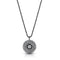 18k black gold diamond 3 halo round pendant necklace<br>with bezel set center diamond and adjustable length delicate chain <span class='visuallyhidden'>Text, phone 323-404-2959 for shopping assistance.</span>