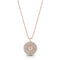 18k rose gold diamond 3 halo round pendant necklace<br>with bezel set center diamond and adjustable length delicate beaded chain <span class='visuallyhidden'>Text, phone 323-404-2959 for shopping assistance.</span>