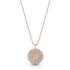 18k rose gold diamond 3 halo round pendant necklace<br>with bezel set center diamond and adjustable length delicate beaded chain <span class='visuallyhidden'>Text, phone 323-404-2959 for shopping assistance.</span>