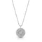 18k white gold diamond 3 halo round pendant necklace<br>with bezel set center diamond and adjustable length delicate chain <span class='visuallyhidden'>Text, phone 323-404-2959 for shopping assistance.</span>