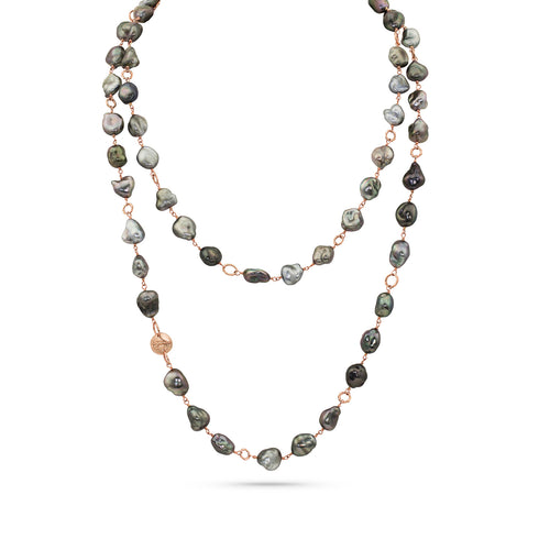 Tahitian keshi pearl necklace in rose gold,<br>each set of pearls hand-picked for their lustre and color harmonies <span class='visuallyhidden'>Call or text 323-404-2959 if you need shopping assistance.</span>
