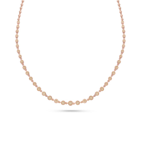 graduated champagne diamond tennis choker,<br>18 inch, in 18k rose gold <span class='visuallyhidden'>Call, text 323-404-2959 for shopping help.</span>