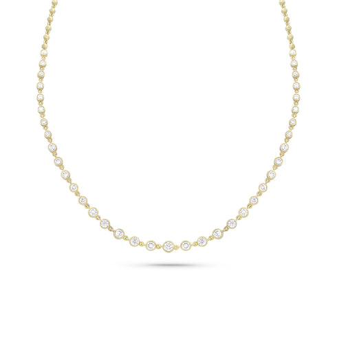 dominique cohen 37 diamond bezel set riviera tennis choker in 18k yellow gold <span class='visuallyhidden'>; 760-978-9297 for shop assistance.</span>