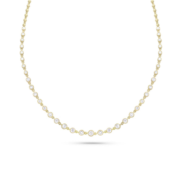 dominique cohen 37 diamond bezel set riviera tennis choker in 18k yellow gold <span class='visuallyhidden'>; 760-978-9297 for shop assistance.</span>