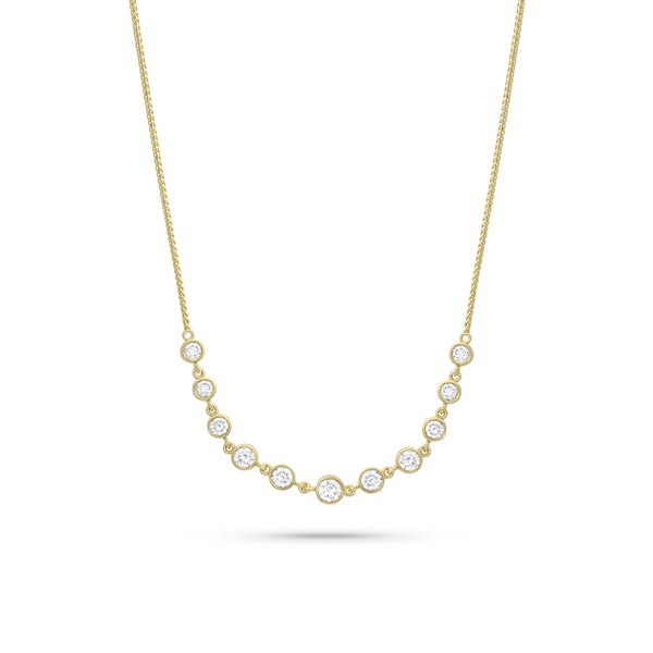 Dominique Cohen diamond bezel bar choker, in white diamonds and yellow gold <span class='visuallyhidden'>Call, text 323-404-2959 for shopping help.</span>