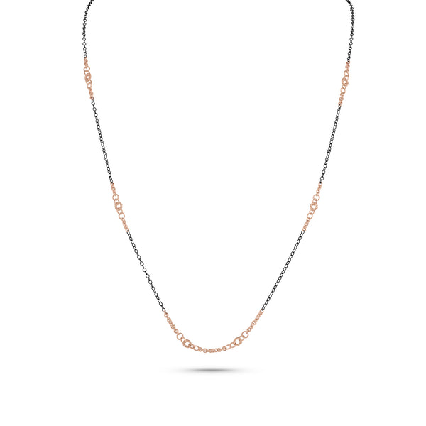 rose gold and blackened sterling chain perfect solo or for pendants and enhancers <span class='visuallyhidden'>Call, text 323-404-2959 for shopping help.</span>