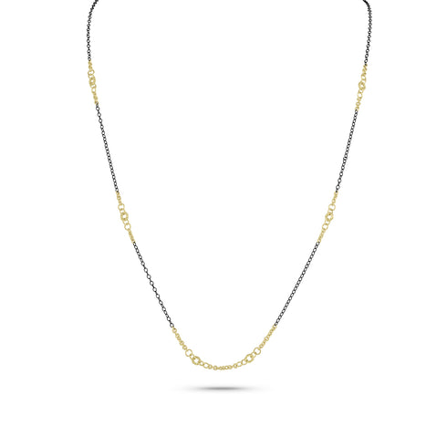 yellow gold and blackened sterling chain perfect solo or for pendants and enhancers <span class='visuallyhidden'>Call, text 323-404-2959 for shopping help.</span>