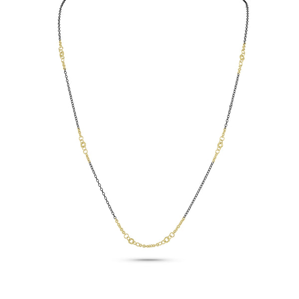 yellow gold and blackened sterling chain perfect solo or for pendants and enhancers <span class='visuallyhidden'>Call, text 323-404-2959 for shopping help.</span>