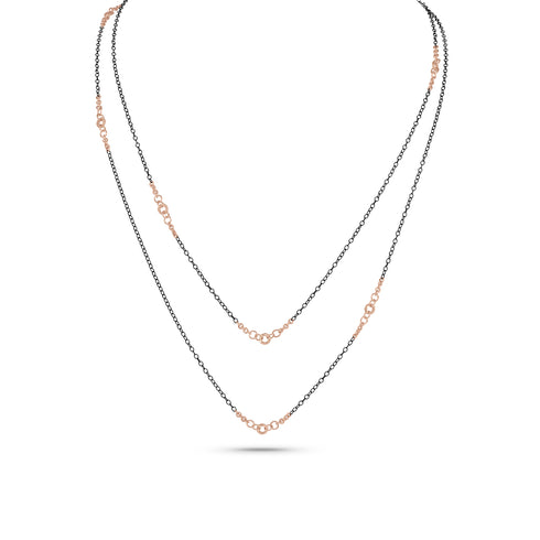 rose gold and blackened sterling chain perfect solo or for pendants and enhancers <span class='visuallyhidden'>Call, text 323-404-2959 for shopping help.</span>